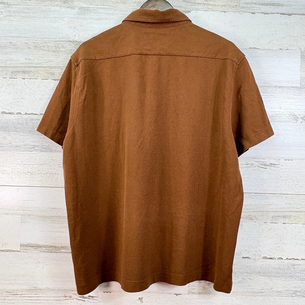 Banana Republic‎ Mens Lux Pique Polo Shirt XL Hickory Brown Short Sleeve Golf